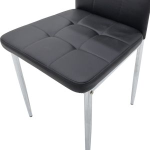 Cube dining chair premium black artificial leather Pu ergonomic with chrome legs 41x46x97cm