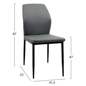 Dining chair Diaz Hm18346.01 gray fabric - black metal legs 41.5x52x87cm.