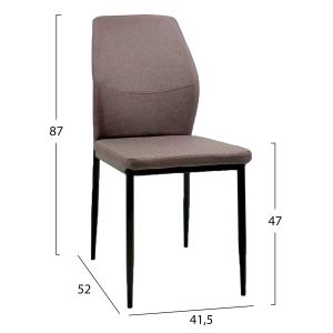 Dining chair Diaz Hm18346.03 brown fabric with black metal legs 41.5x52x87hcm.