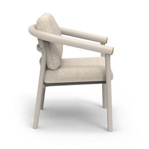 Dining chair Eutopia Sm6239.02 creamy white aluminum-beige olefin fabric 62x66x78cm.