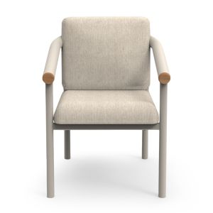 Dining chair Eutopia Sm6239.02 creamy white aluminum-beige olefin fabric 62x66x78cm.