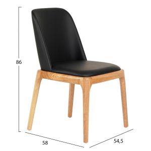 Dining chair Furlan .01 rubber wood-black Pu 54.5x58x86hcm Hm9944
