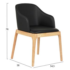 Dining chair Furlan μμ9949.01 rubber wood in oak-black Pu 54.5x58x78hcm