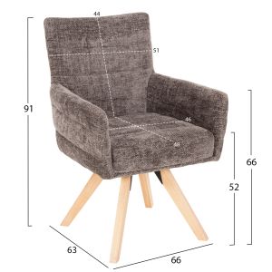 Gazer dining chair Hm9845.03 gray fabric-rubber wood legs 66x63x91hcm