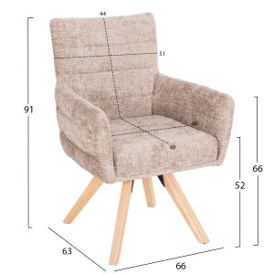 Gazer dining chair Hm9845,04 beige fabric-rubber wood legs 66x63x91hcm