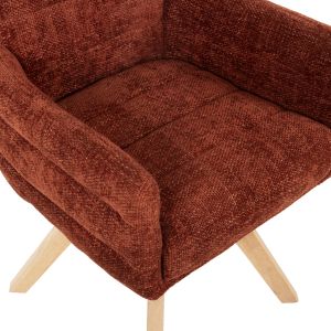 Gazer Dining Chair Hm9845.06 Red-Brown Fabric-Rubber Wood Legs 66x63x91hcm