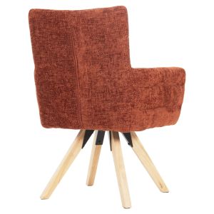 Gazer Dining Chair Hm9845.06 Red-Brown Fabric-Rubber Wood Legs 66x63x91hcm