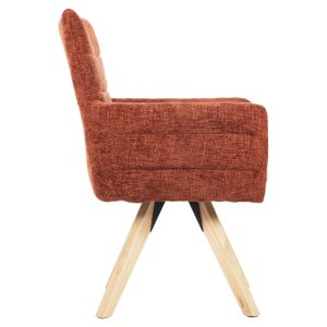 Gazer Dining Chair Hm9845.06 Red-Brown Fabric-Rubber Wood Legs 66x63x91hcm
