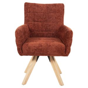 Gazer Dining Chair Hm9845.06 Red-Brown Fabric-Rubber Wood Legs 66x63x91hcm