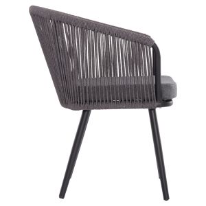Dining chair Harriet .13 aluminum black frame-anthracite rope and cushion 60x62x80.5hcm Hm5548