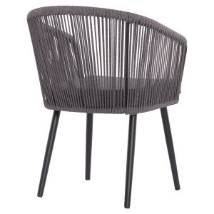 Dining chair Harriet .13 aluminum black frame-anthracite rope and cushion 60x62x80.5hcm Hm5548