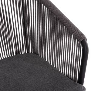 Dining chair Harriet .13 aluminum black frame-anthracite rope and cushion 60x62x80.5hcm Hm5548