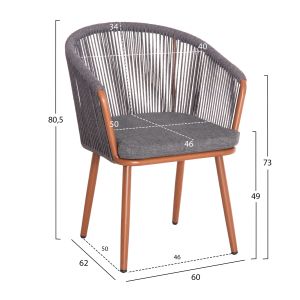 Dining chair Harriet Hm5548.11 aluminum brown frame-gray Perope 60x62x80.5hcm.