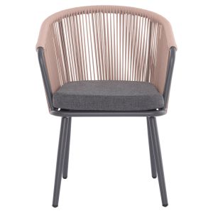 Dining chair Harriet Hm5548.12 aluminum anthracite frame-beige rope 60x62x80.5hcm.