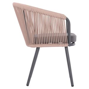 Dining chair Harriet Hm5548.12 aluminum anthracite frame-beige rope 60x62x80.5hcm.