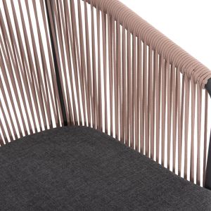 Dining chair Harriet Hm5548.12 aluminum anthracite frame-beige rope 60x62x80.5hcm.