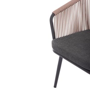 Dining chair Harriet Hm5548.12 aluminum anthracite frame-beige rope 60x62x80.5hcm.