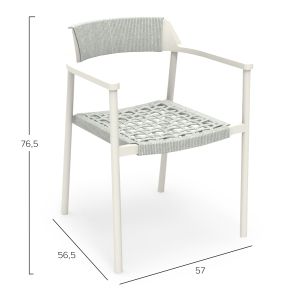 Dining chair Helia Sm6200.02 creamy white aluminum and beige polyester rope 57x56.5x76.5cm.