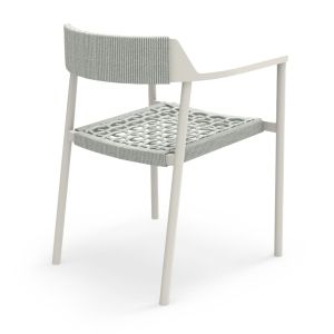 Dining chair Helia Sm6200.02 creamy white aluminum and beige polyester rope 57x56.5x76.5cm.