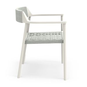 Dining chair Helia Sm6200.02 creamy white aluminum and beige polyester rope 57x56.5x76.5cm.