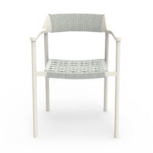Dining chair Helia Sm6200.02 creamy white aluminum and beige polyester rope 57x56.5x76.5cm.