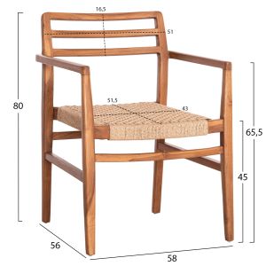 Dining chair Herrin Hm18230 teak wood-viro rope 58x56x80hcm.