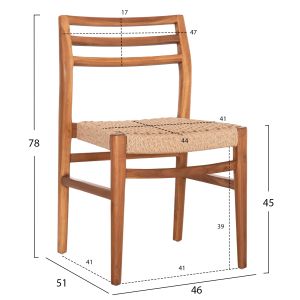 Dining chair Herrin Hm18231 teak wood-woven rope 46x51x78hcm.
