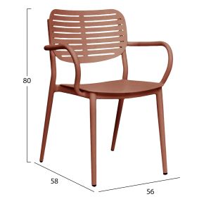 Dining chair Hilliard Hm6644.08 aluminum in terracotta color 56x58x80cm.
