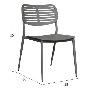 Dining chair Hilliard Hm6645.01 made of aluminum in gray color 44.5x58x80hcm