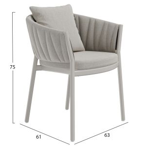 Dining chair Hm6207.01 dark gray aluminum and olefin fabric 63x61x75hcm.