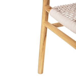 Irving Hm9763 dining chair made of solid teak wood with black ropes 62x55x75hcm