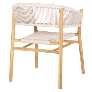 Irving Hm9763 dining chair made of solid teak wood with black ropes 62x55x75hcm