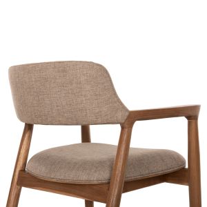 Dining chair James Hm18259 teak wood with champagne fabric 57x52x76cm.