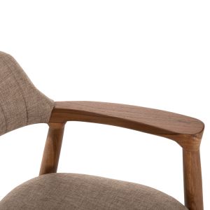 Dining chair James Hm18259 teak wood with champagne fabric 57x52x76cm.