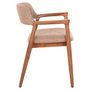 Dining chair James Hm18259 teak wood with champagne fabric 57x52x76cm.