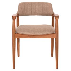 Dining chair James Hm18259 teak wood with champagne fabric 57x52x76cm.
