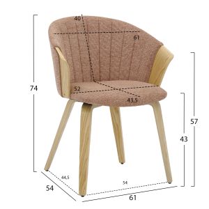 Dining chair Jesper .01 plywood construction in damascus oak-redwood 61x54x74hcm Hm9977