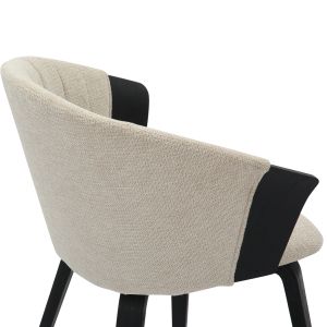 Dining chair Jesper .02 plywood structure in black-ecru material 61x54x74hcm Hm9977