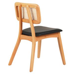 Dining chair Luffy .01 beech wood in oak-black color Pu 47x60x80hcm Hm9953