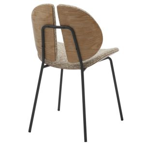 Dining chair Lungs .01 black metal frame-beige fabric 49x53.5x80hcm Hm9982