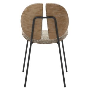 Dining chair Lungs .01 black metal frame-beige fabric 49x53.5x80hcm Hm9982