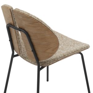 Dining chair Lungs .01 black metal frame-beige fabric 49x53.5x80hcm Hm9982