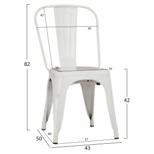 Dining chair Melita- Relix Pro Hm8641.41 metal in matte white 44x47x84.5hcm.