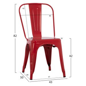 Dining chair Melita-pro Relix Hm8641.44 metal in red 44x47x84.5hcm.