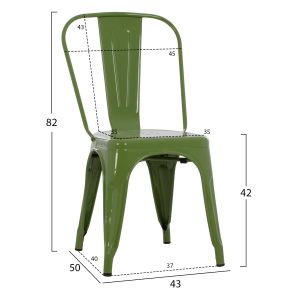 Dining chair Melita-pro Relix Hm8641.53 metal in light olive green 44x47x84.5hcm.