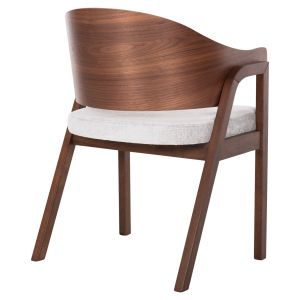 Dining chair Nero wood in walnut-gray damask seat 56x56x78hcm Hm9972