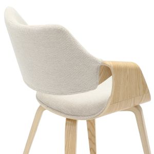 Dining chair Netto Hm9976.01 plywood construction in oak-beige damask 55x56x83.5hcm.