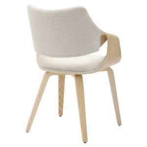 Dining chair Netto Hm9976.01 plywood construction in oak-beige damask 55x56x83.5hcm.