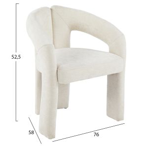 Dining chair Neza Hm18362.02, ecru color, linen, 64x50x76.5 cm.