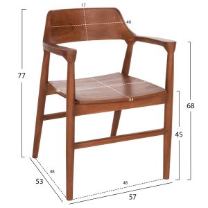 Dining chair Nioni Hm9476.01 made of teak wood, walnut color 57x53x77hcm
